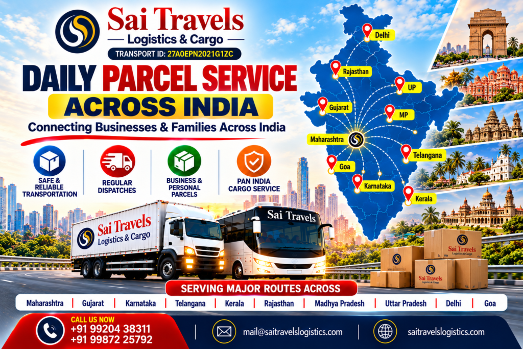 Sai Travels Logistics and Cargo daily parcel service across India